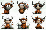 Whimsical Highland Cow Clipart, an Illustration by Creative Art (Thumbnail 5 of 10)