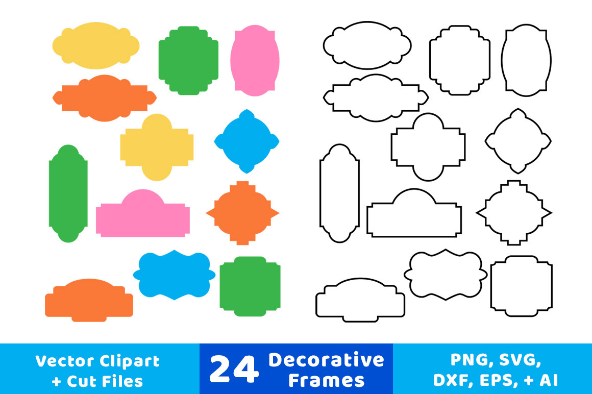 24 Decorative Frames Vector Clipart, an Object Graphic by The Digital ...