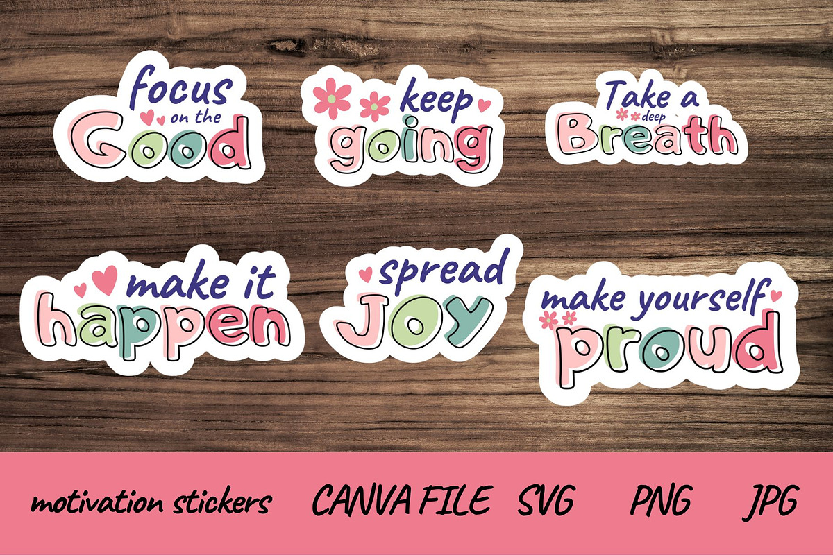 Motivation cute stickers canva, a Templates & Theme by Elegant_Studio44 (Photo 1 of 7)