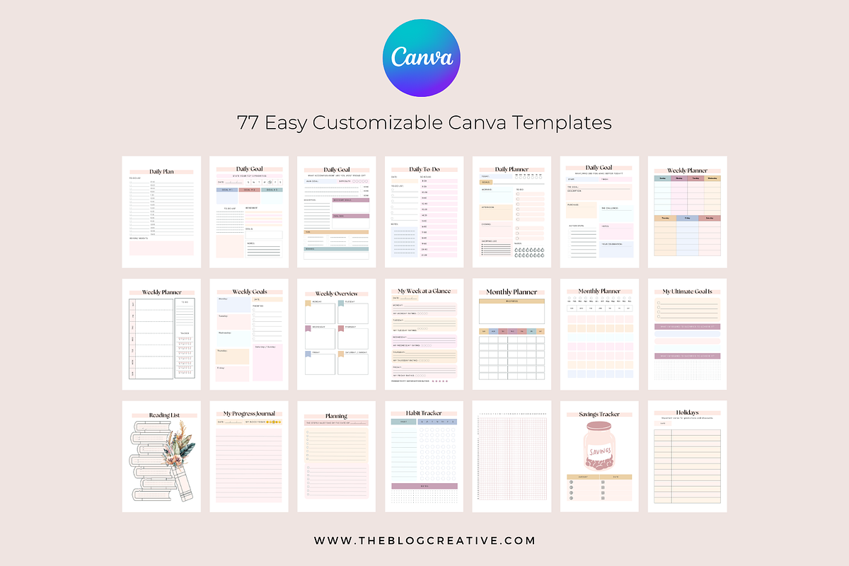 Undated Journal Planner Canva, a Stationery Template by The Blog Creative (Photo 9 of 10)