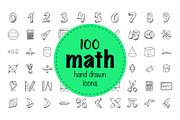 100 Mathematics Doodle Icons, an Outline Icon by Creative Stall (Thumbnail 1 of 3)