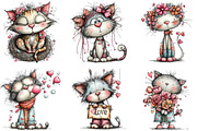 Whimsical Valentine Cat Clipart, an Illustration by CraftArtStudio (Thumbnail 4 of 6)