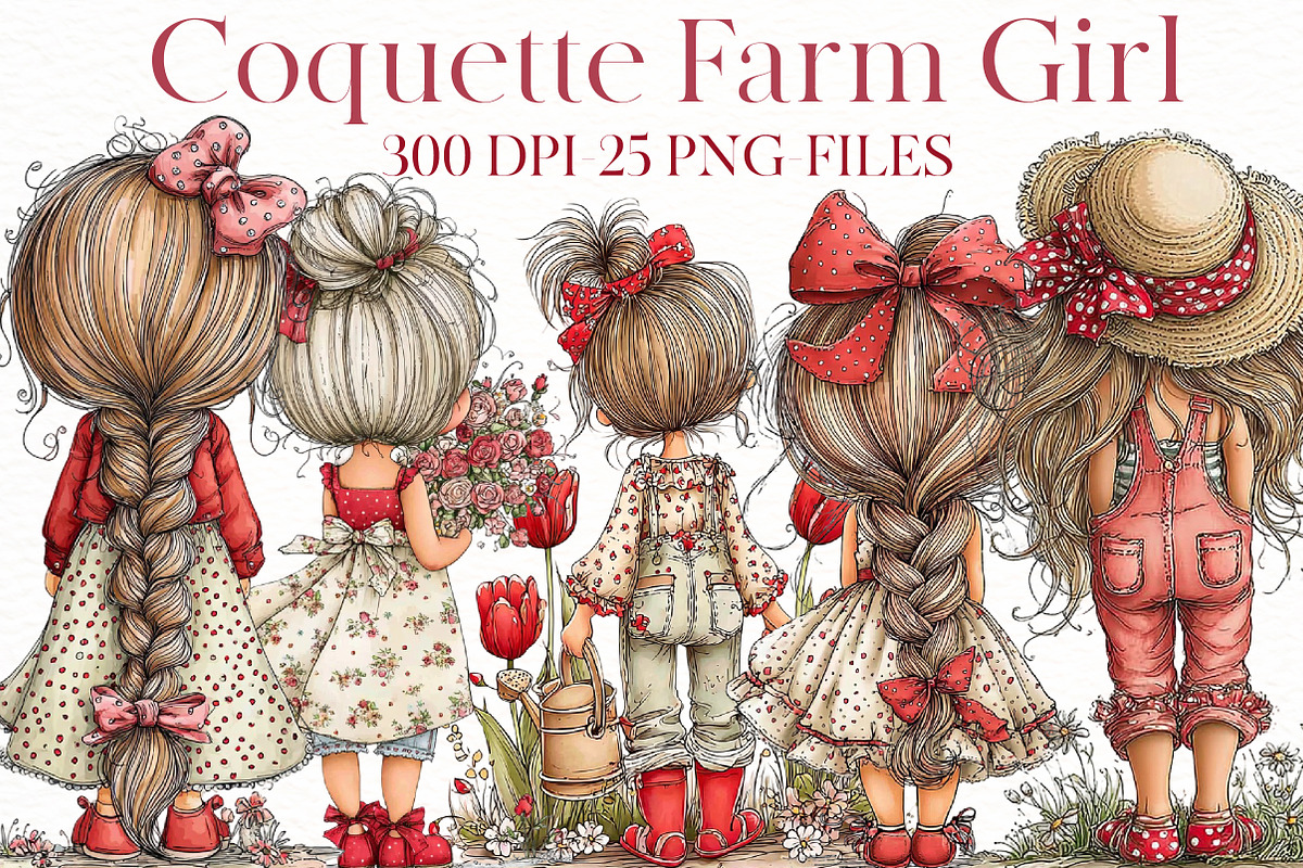 Watercolor coquette farm girl Clipar, an Illustration by Designworld (Photo 1 of 8)
