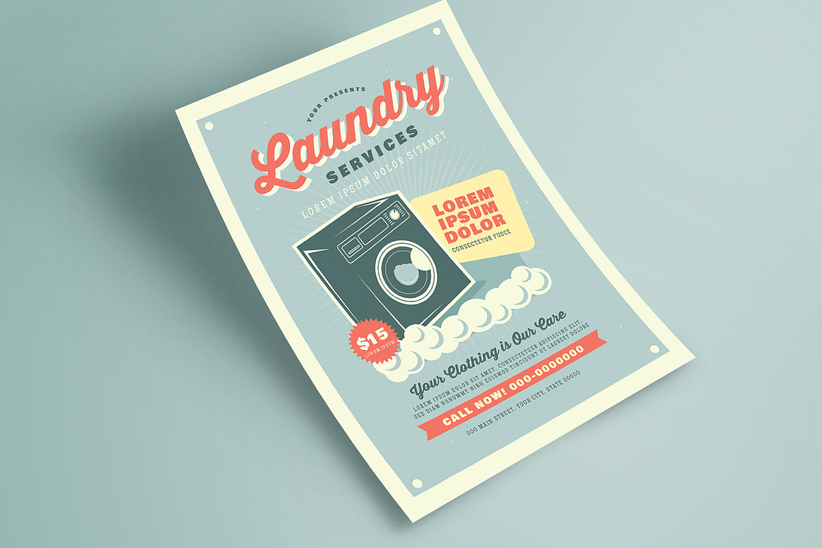 Retro Laundry Services Flyer, a Flyer Template by Guuver (Photo 3 of 3)
