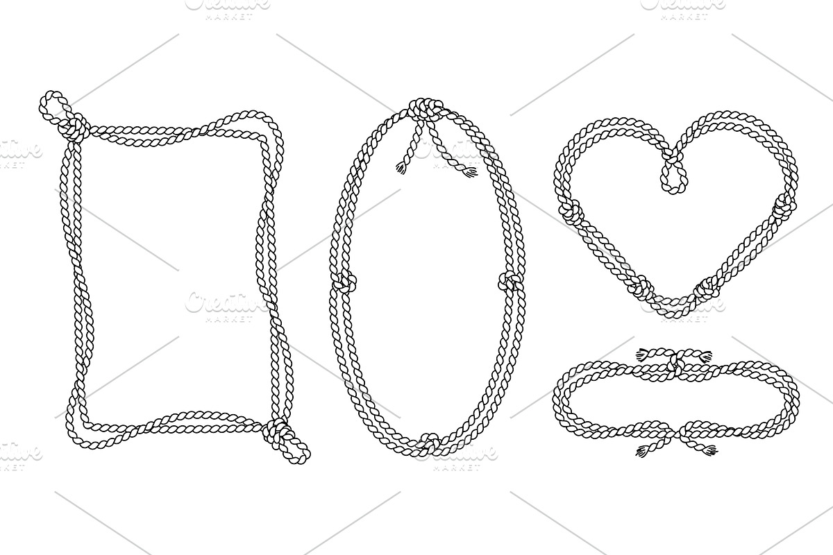 Nautical rope frames set on white, an Object Illustration by art PVP - market