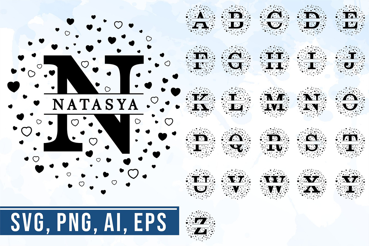Split Monogram Letter SVG Bundle, an Object Graphic by D2PUTRI (Photo 11 of 19)