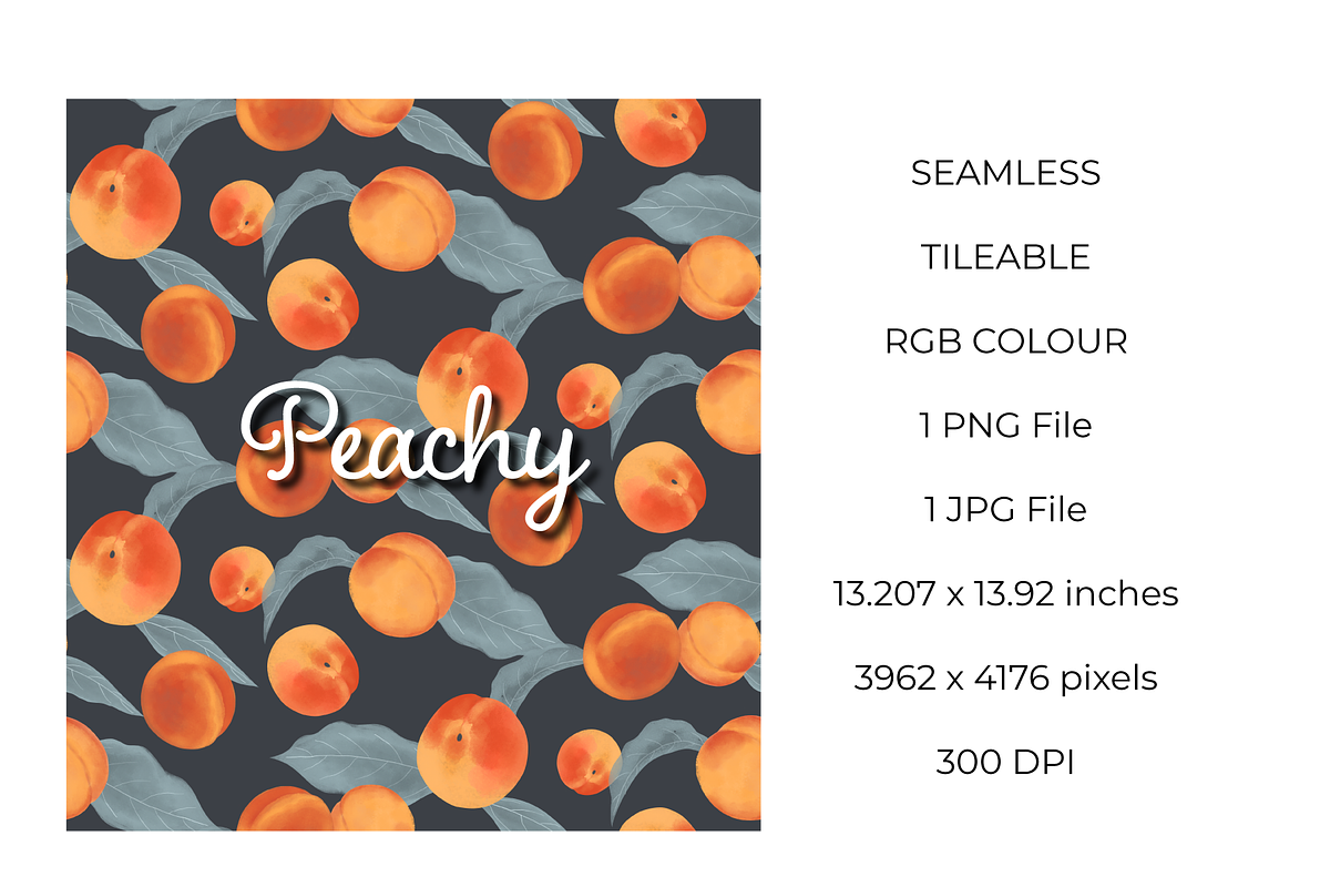 Peachy Seamless Pattern, a Pattern Graphic by Painted Puffin Creative (Photo 2 of 3)