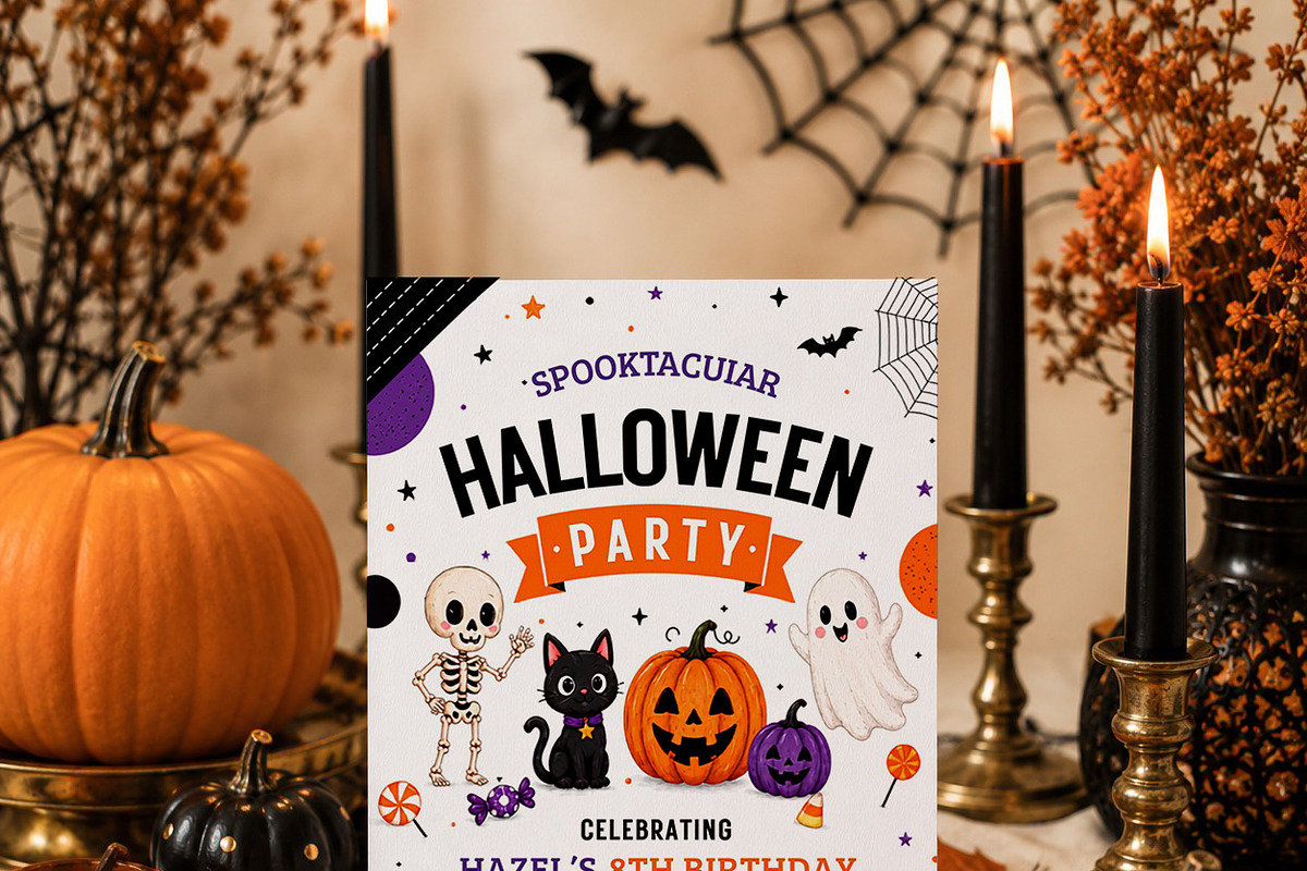 Spooky Halloween Birthday Party Card, an Invitation Template by Arslan (Photo 4 of 5)