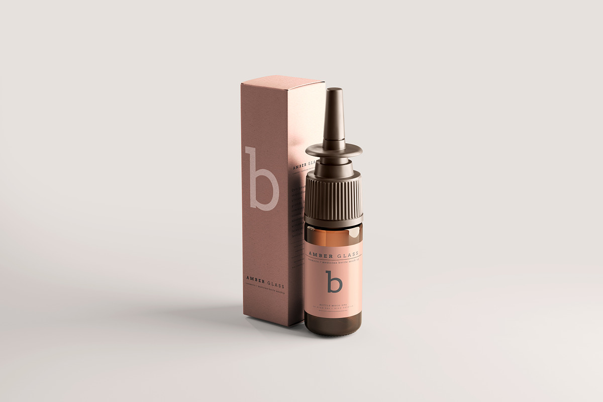 Nasal Spray Bottle Mockups, a Cups & Container Mockup by pmvch (Photo 1 of 20)