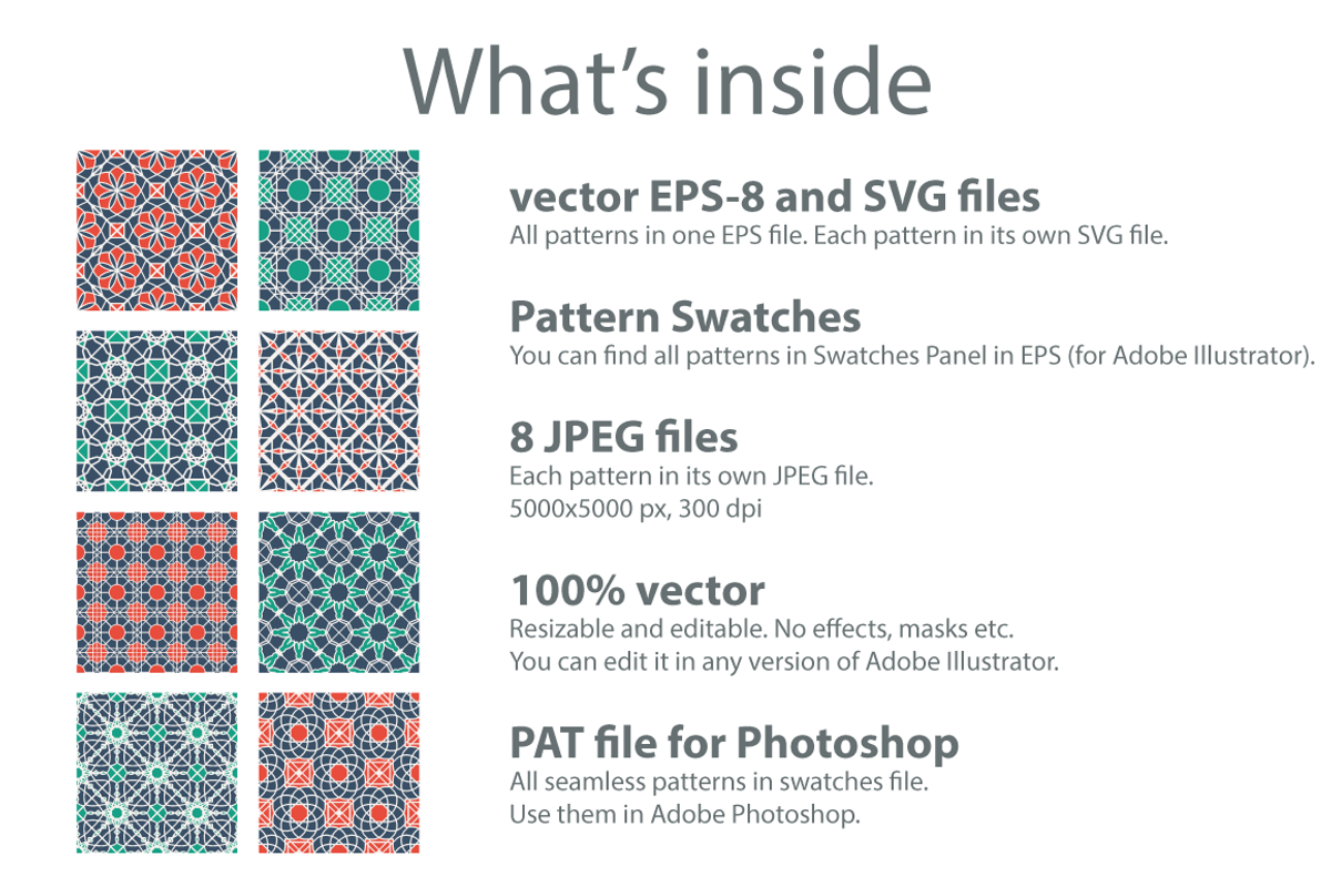 8 Seamless Patterns, a Pattern Graphic by dacascas (Photo 3 of 9)