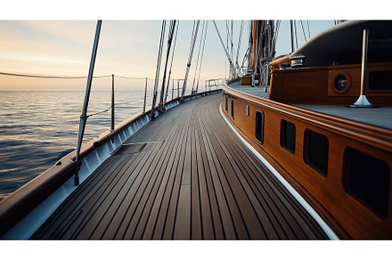 Elegant wooden deck of a sailboat on, a Nature Photo by Sergey Kotenev