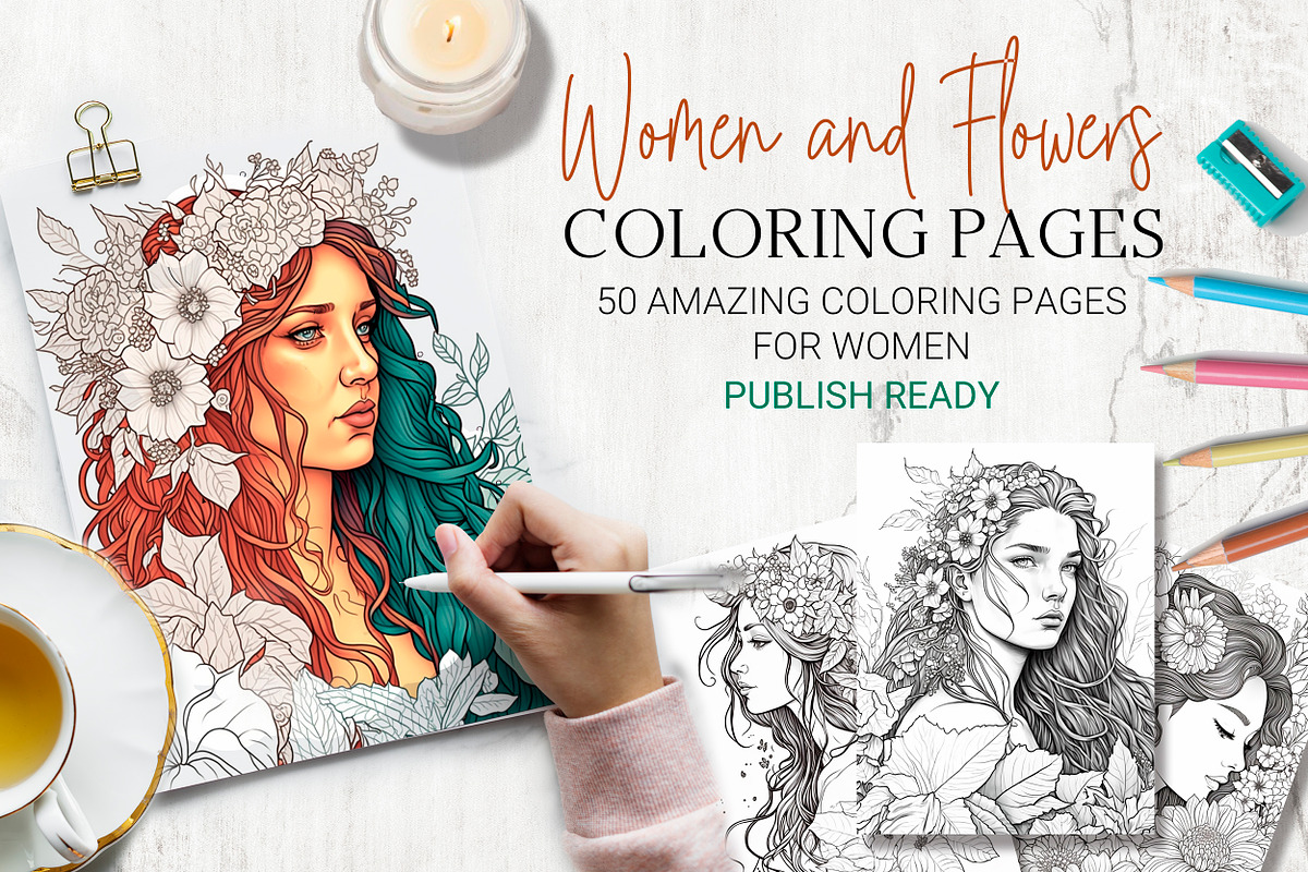 Portraits Coloring Pages For Adults, a Person Illustration by AlineArtStore (Photo 1 of 7)