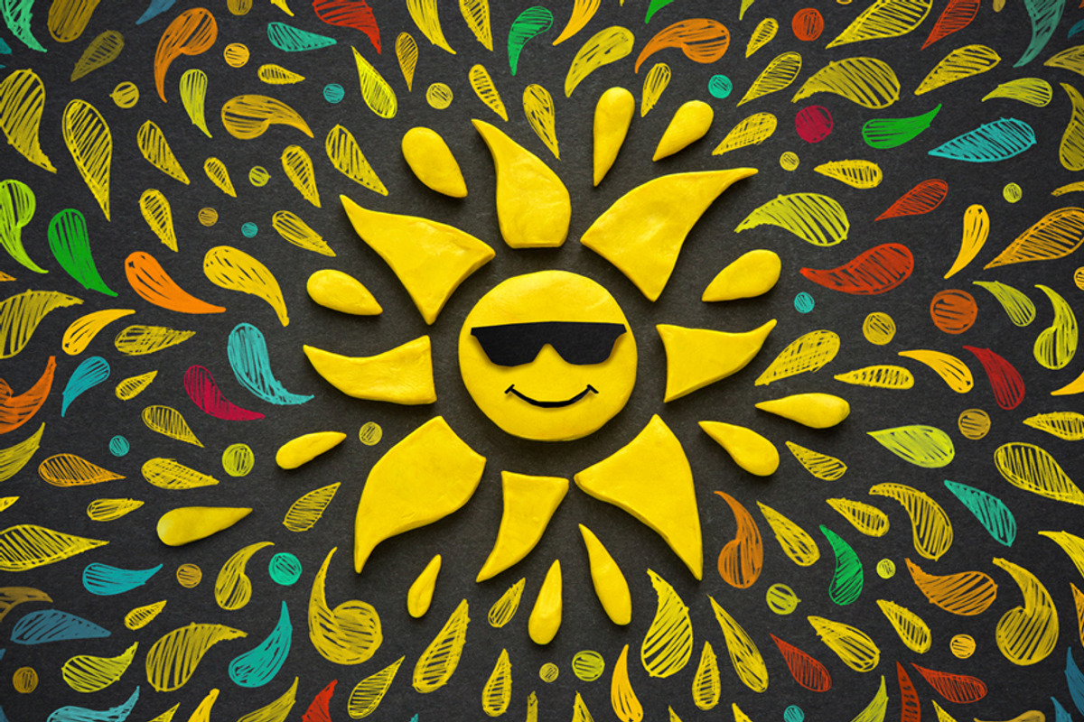 Cheerful Sun on a Black Background, a Seasonal Illustration by Countryside life (Photo 1 of 8)