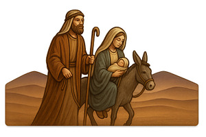 Nativity scene depicting holy family, an Illustration by Dvoevnore photos
