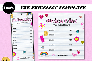 Y2K PRICE LIST Canva Template