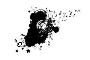 Santa Claus silhouette listening to, an Object Illustration by Nenahliadava Design