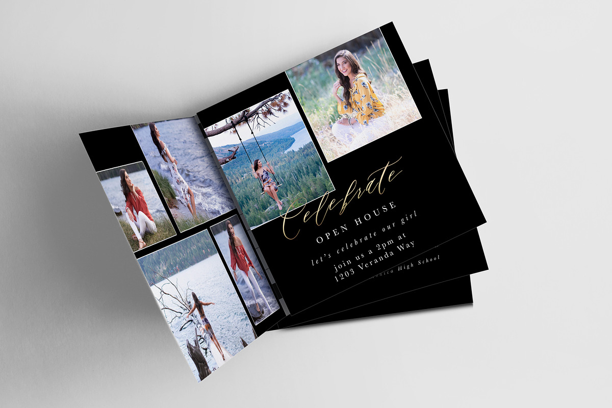 Trifold Graduation Announcement PSD, a Card Template by By Stephanie Design