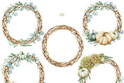 Watercolour autumn wreath PNG, a Decorative Illustration by Mary (Thumbnail 2 of 5)