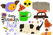 Cartoon Set With Halloween Elements, a Seasonal Illustration by Maria Starus (Thumbnail 2 of 3)