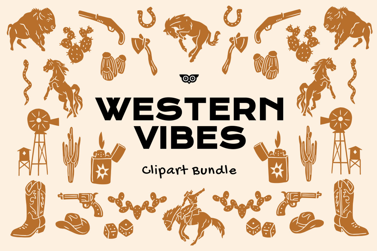 Western Vibes Clipart Bundle, an Object Illustration by ClayStudio (Photo 1 of 8)