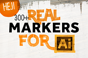 300+ REAL MARKERS FOR ILLUSTRATOR, a Brush Add-On by HEJBRUSH.COM (Thumbnail 1 of 4)