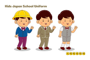 Kids Japan School Uniform Vector #09, a Person Illustration by MEDZ