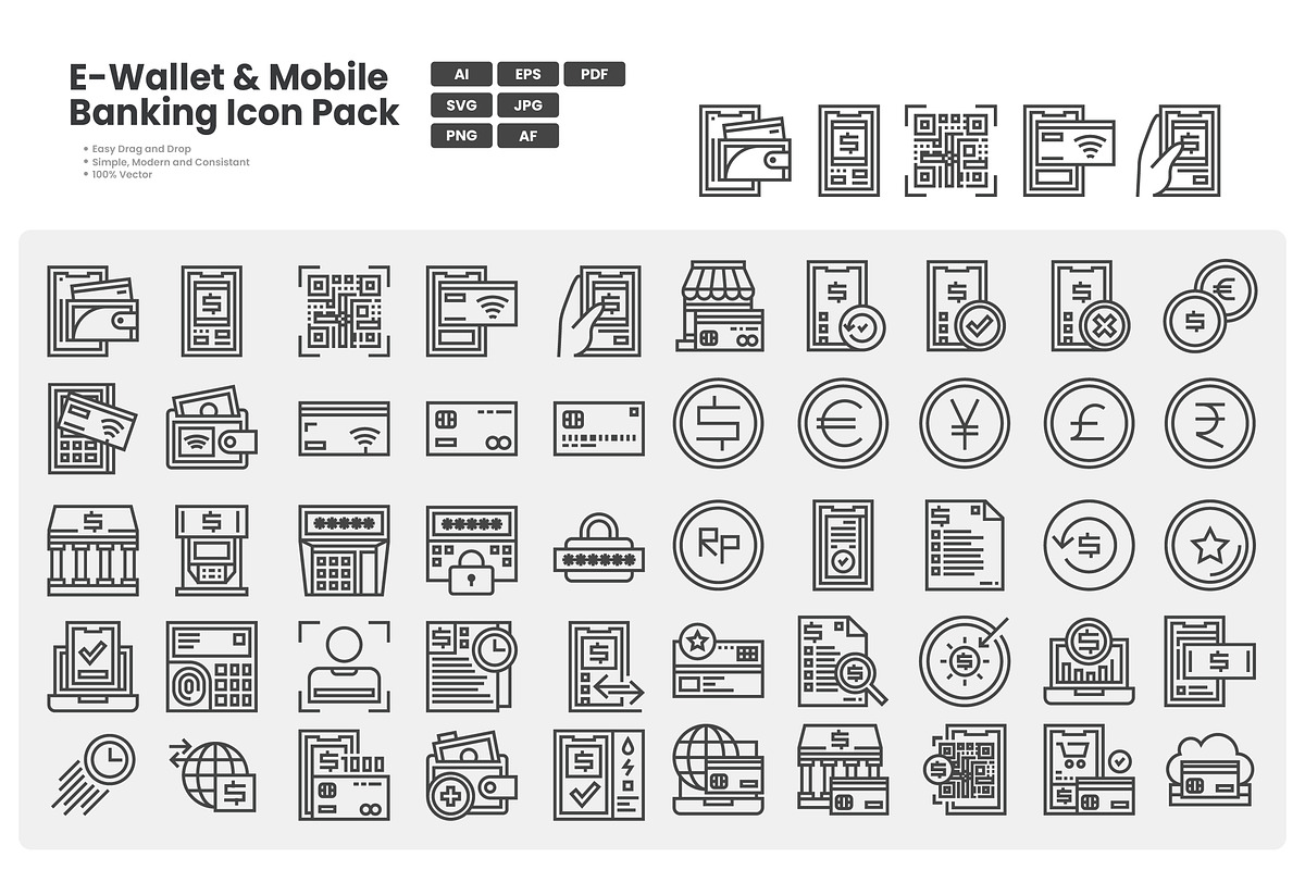 E-Wallet & Mobile Banking Icon Pack, an Outline Icon by erifqizeicon (Photo 2 of 3)