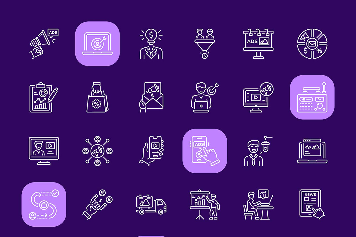 Marketing and Advertising Icons, an Outline Icon by Prosymbols (Photo 7 of 7)