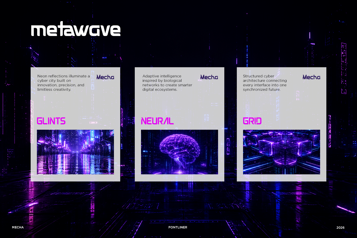 Mecha - Futuristic Tech Display Font, a Sans Serif Font by Font Liner (Photo 6 of 9)