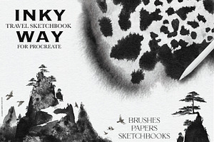 Inky Way Travel Procreate Sketchbook, a Brush Add-On by Liquid Amethyst Art