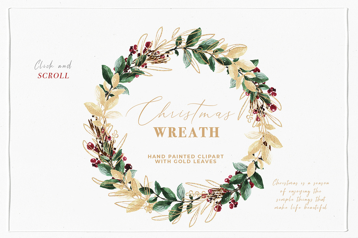 Gold Leaves Greenery Wreath & Frame, a Decorative Illustration by WalaPalette (Photo 1 of 5)
