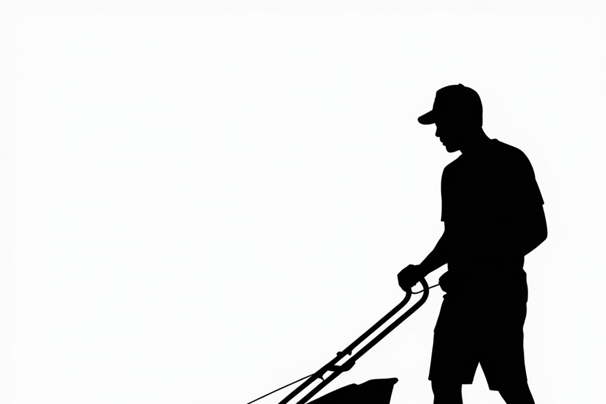 silhouette of a man mowing the lawn, an Illustration by Amazin_art (Photo 16 of 21)