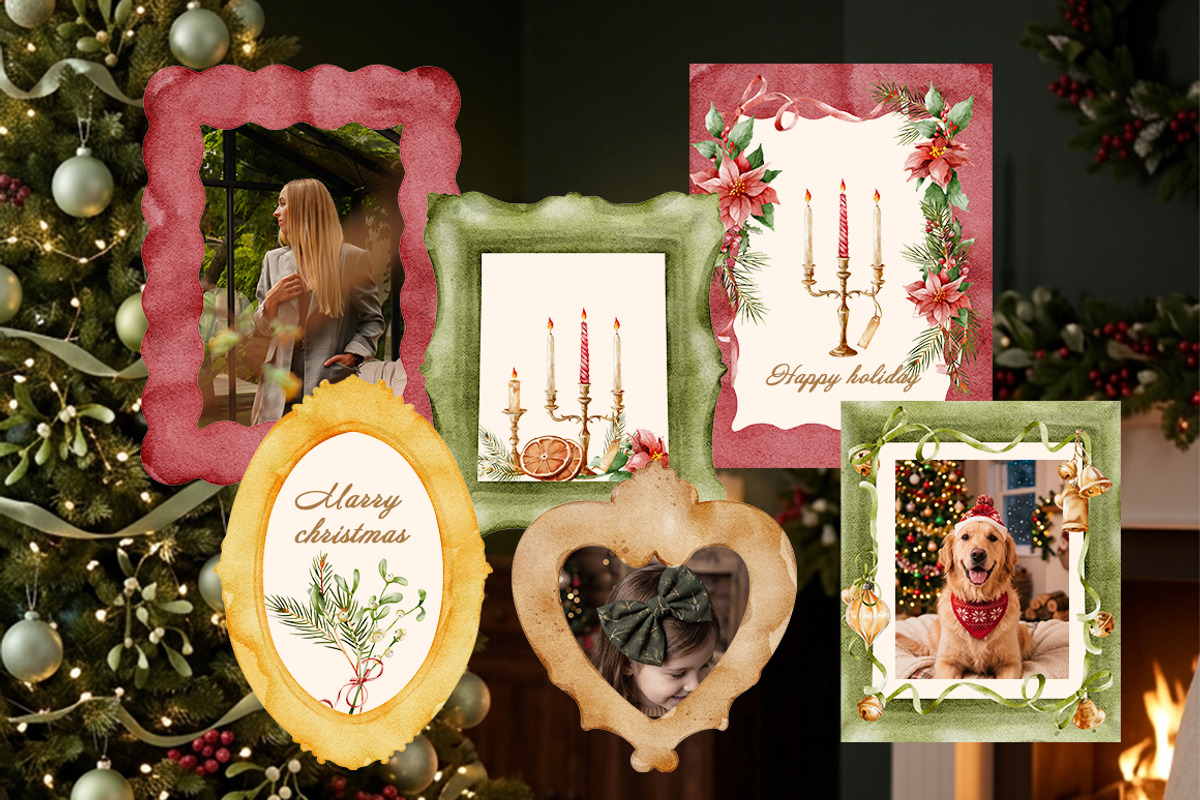 CHRISTMAS holiday Watercolor clipart, a Seasonal Illustration by Pattern + watercolor (Photo 3 of 17)