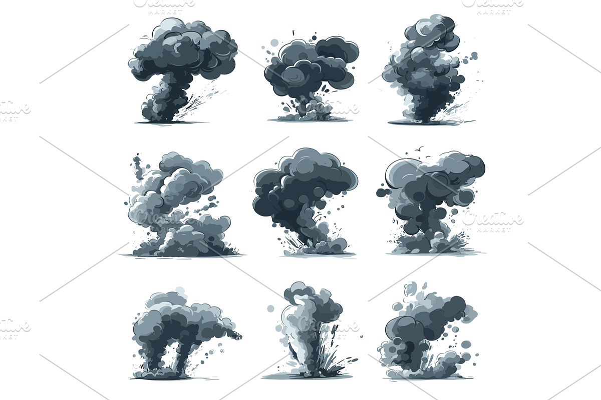 Splash of Smoke Flat Style Icons Set, an Object Illustration by LadadikArt