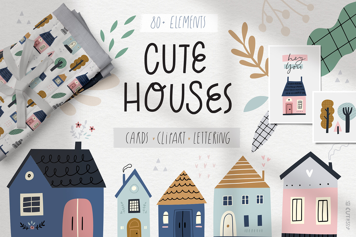 Cute houses and trees, a Decorative Illustration by Olia (Photo 1 of 10)