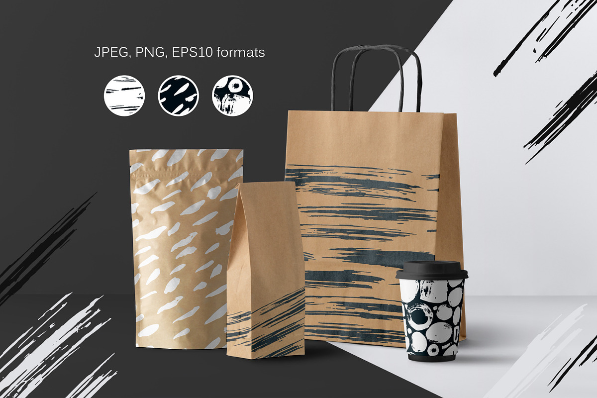 Black&White patterns + ink elements, a Pattern Graphic by Bosotochka♥Art (Photo 4 of 9)