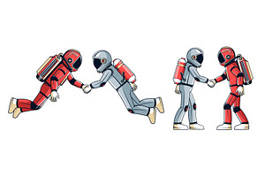 Astronauts Handshake in Space