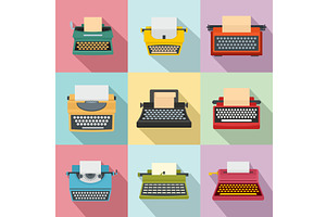 Typewriter machine keys old icons, an Illustration by Ylivdesign