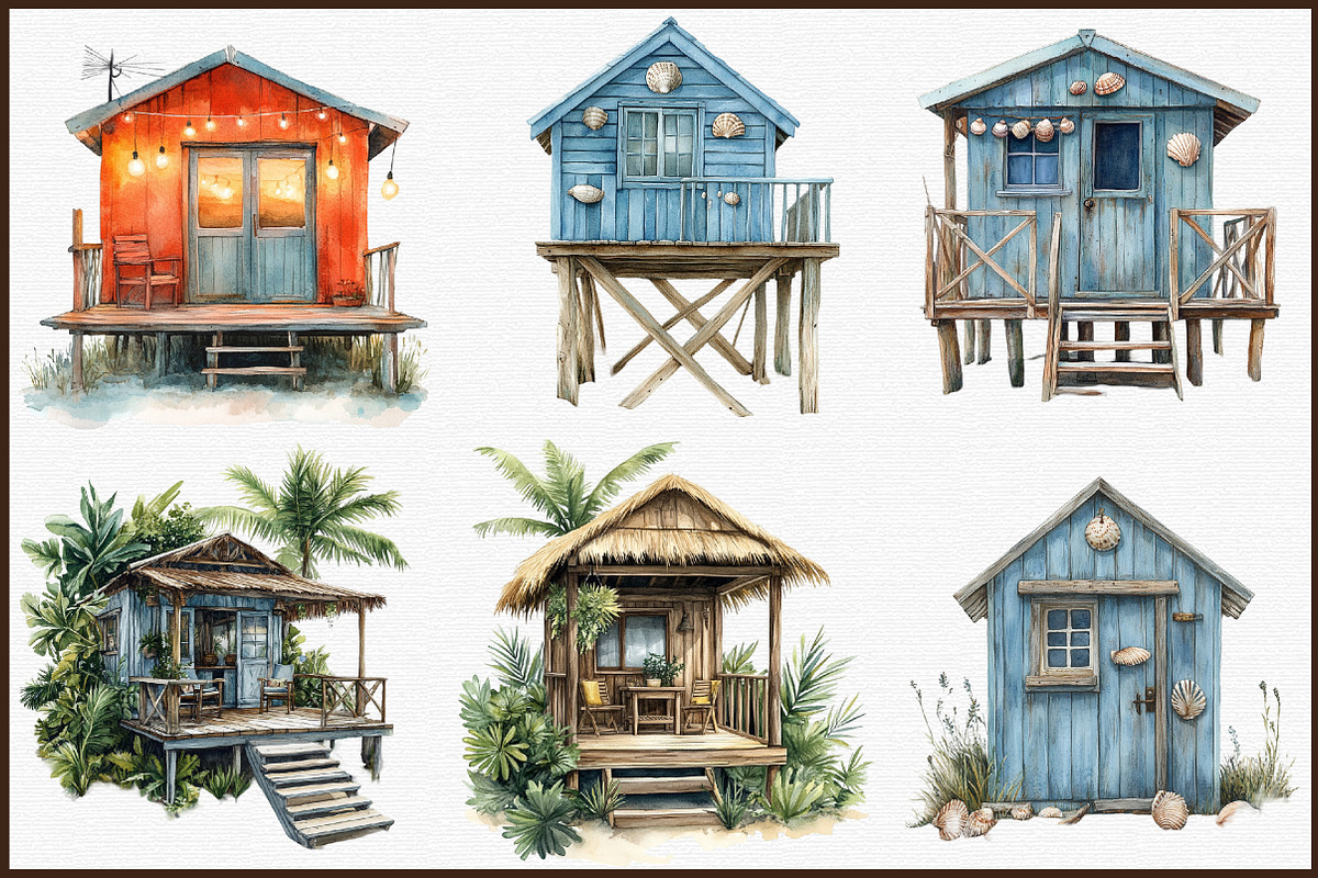 Summer Seaside Cottage Clipart, an Illustration by Sublimation Artist (Photo 3 of 6)