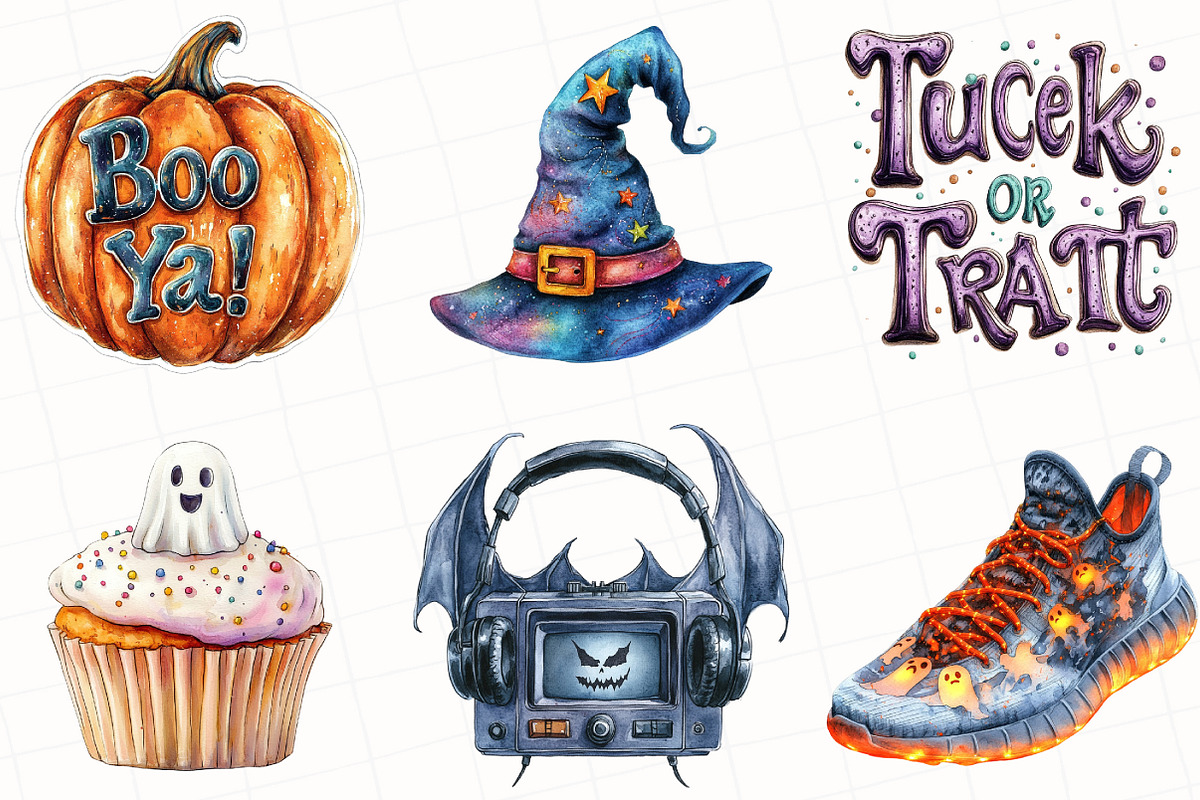 Nostalgic 90s Halloween Clipart, an Illustration by OK Design (Photo 5 of 5)