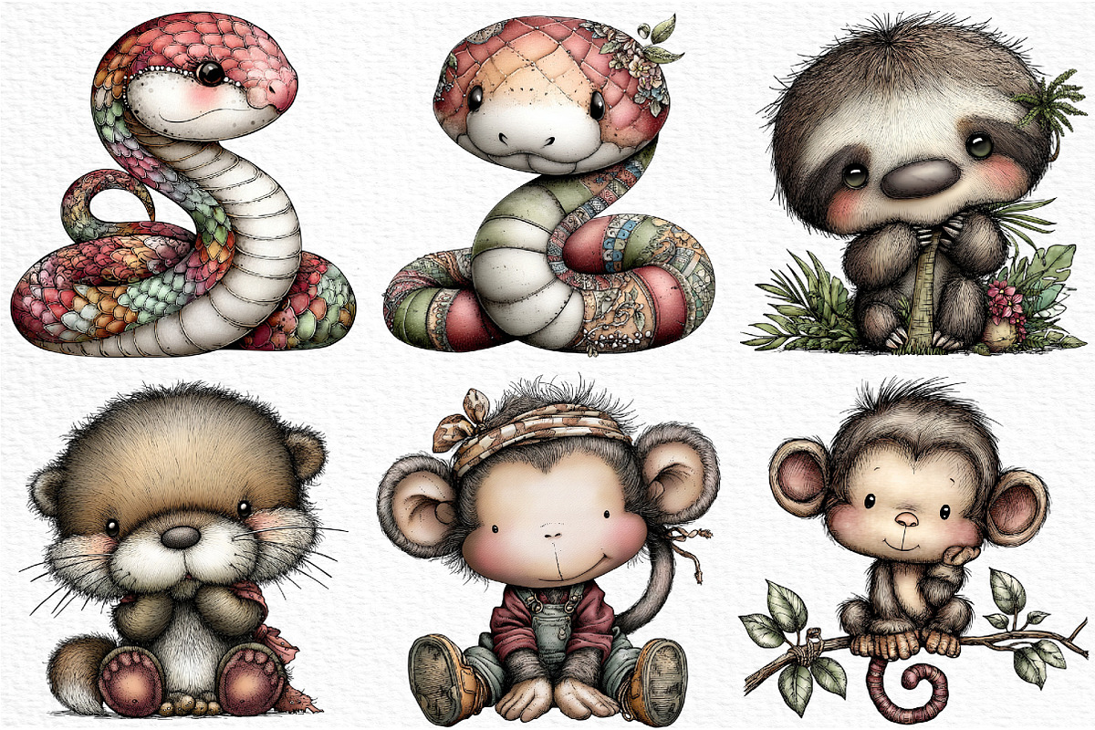 Jungle Animal Clipart - Cute Animal, an Illustration by Craft Nest (Photo 4 of 6)