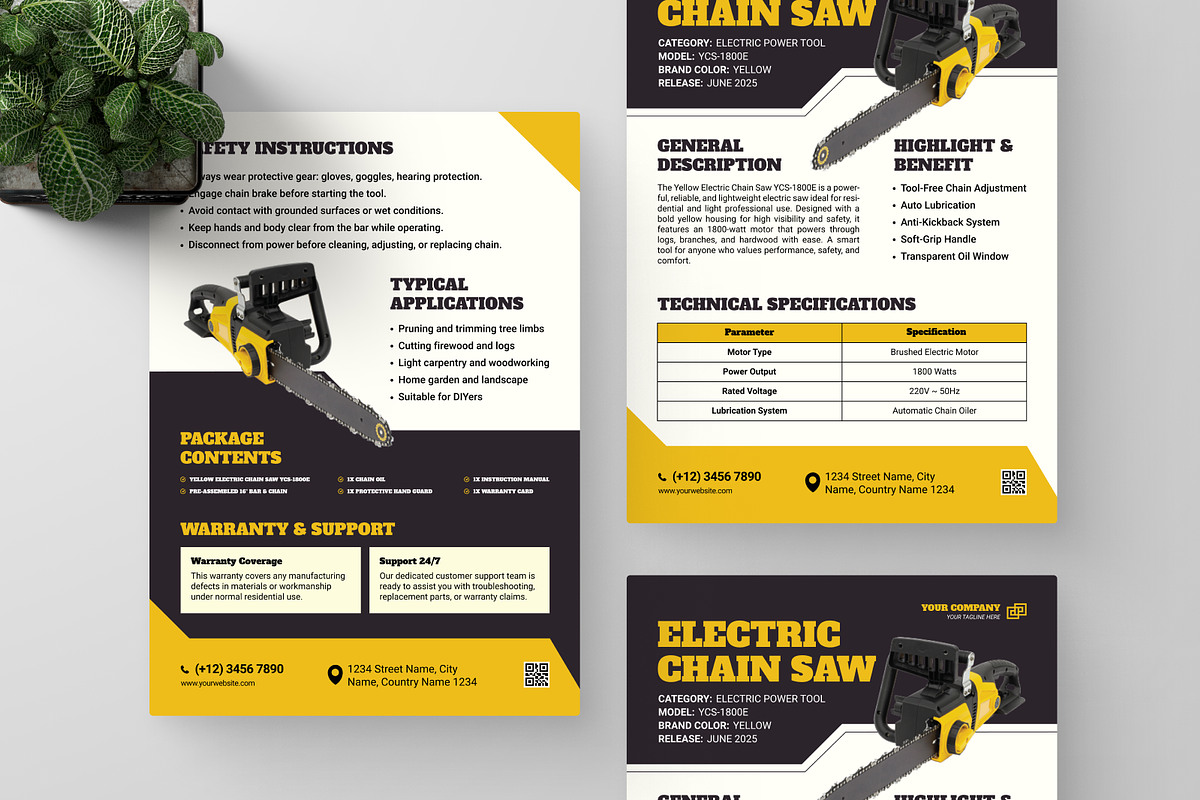 Electric Chain Saw Data Sheet, a Flyer Template by Annora Studio (Photo 3 of 6)