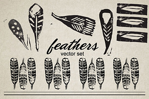 Feathers Vector Stamp Set