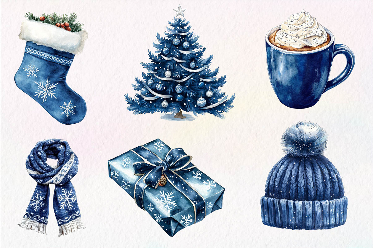 Navy Blue Winter Christmas Clipart, an Illustration by Dream Creation (Photo 6 of 7)