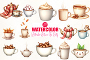 Watercolor Autumn Tea Party Clipart, an Illustration by CrexoraLab (Thumbnail 5 of 5)