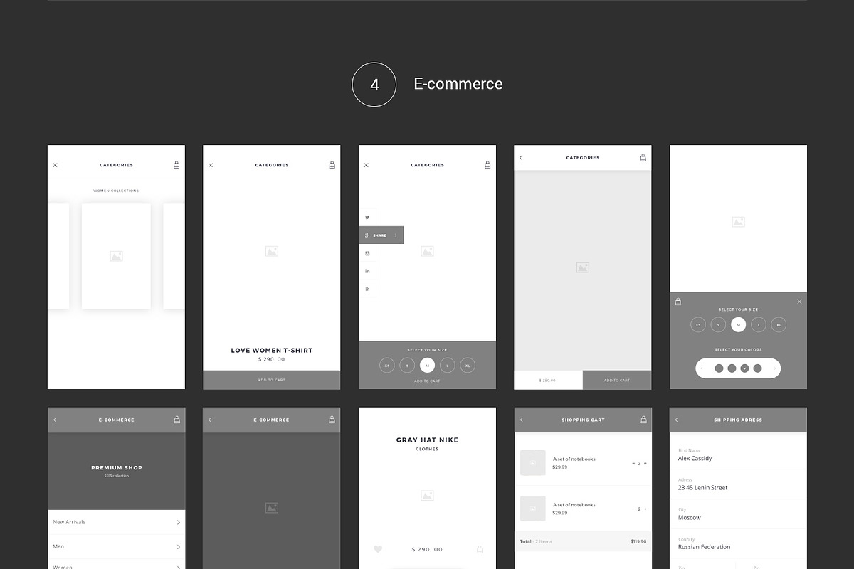 Wireframe mobile UI Kit, a Wireframe Template by Unidack Design (Photo 4 of 5)