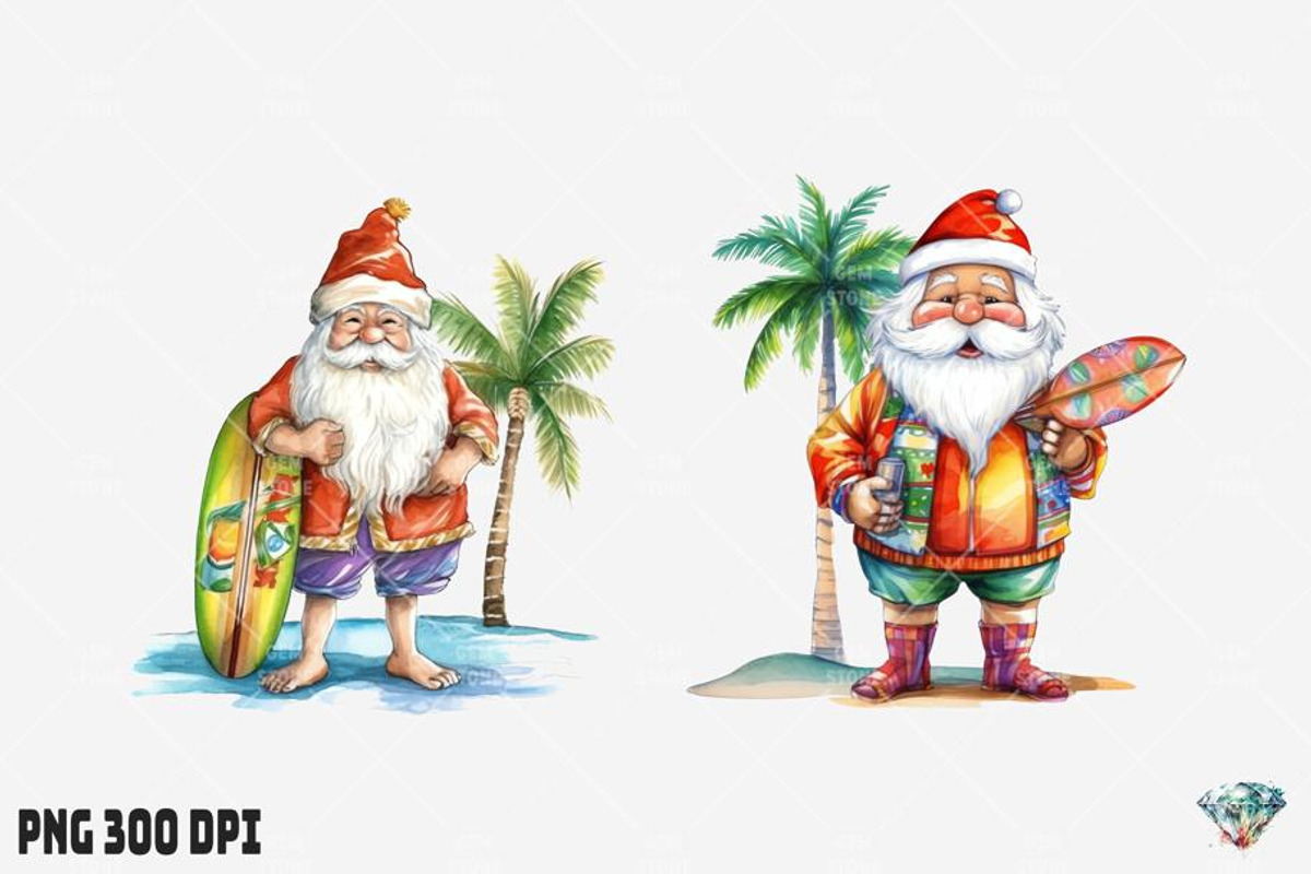 Summer Christmas Santa Claus, an Illustration by Gemstone (Photo 4 of 12)