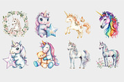 Watercolor Unicorn Clipart, a Seasonal Illustration by Design Market (Thumbnail 8 of 8)