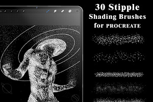 Stipple shading brushes Procreate, a Brush Add-On by aivos