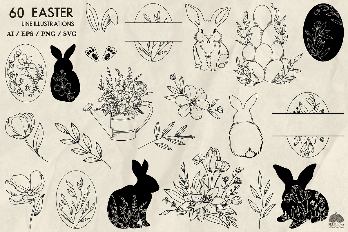 Spring Line Art Bundle 10 in 1, a Decorative Illustration by Skliarova (Photo 6 of 11)